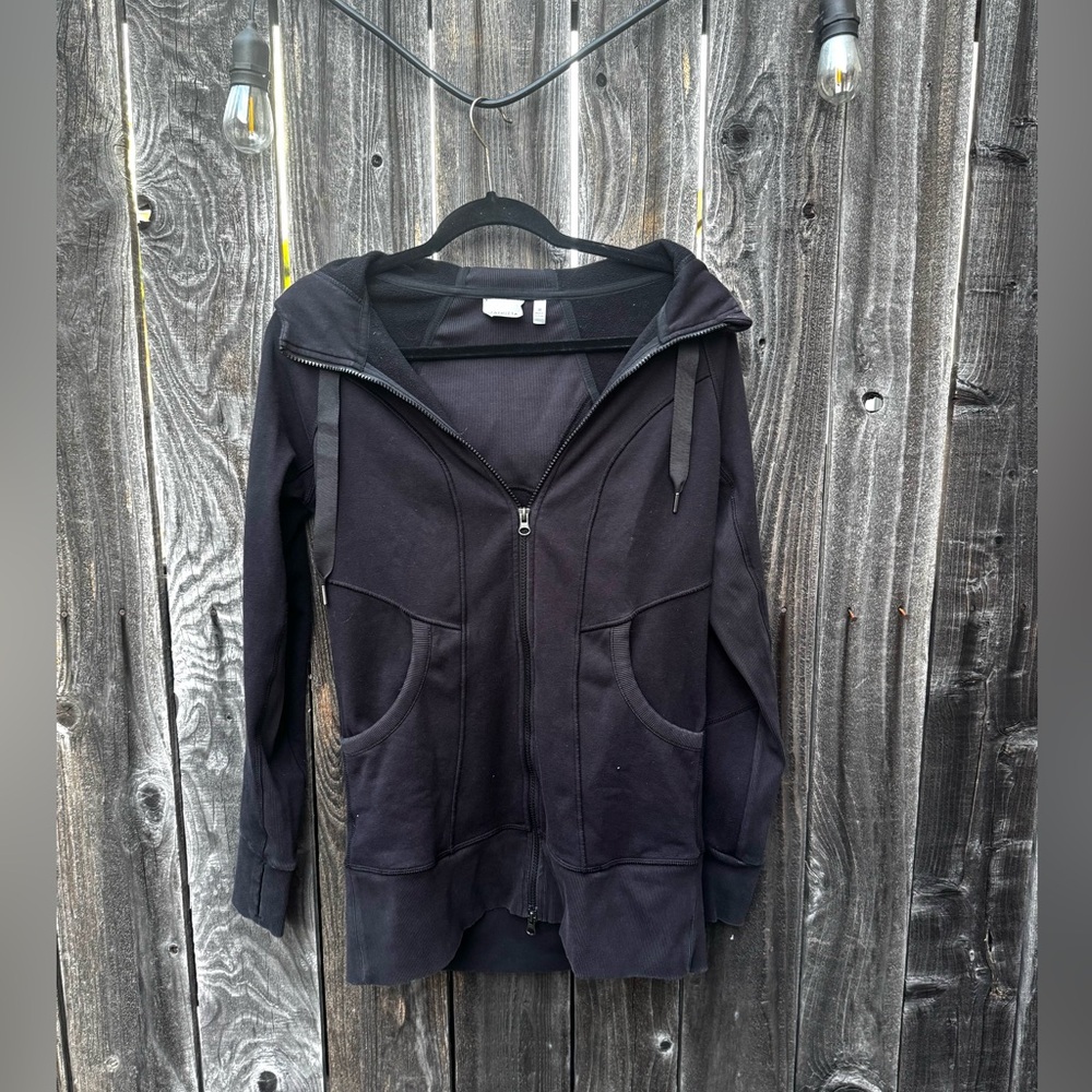 Athleta CYA Strength Black Full Zip Athletic Hoodie Fleece Interior Medium